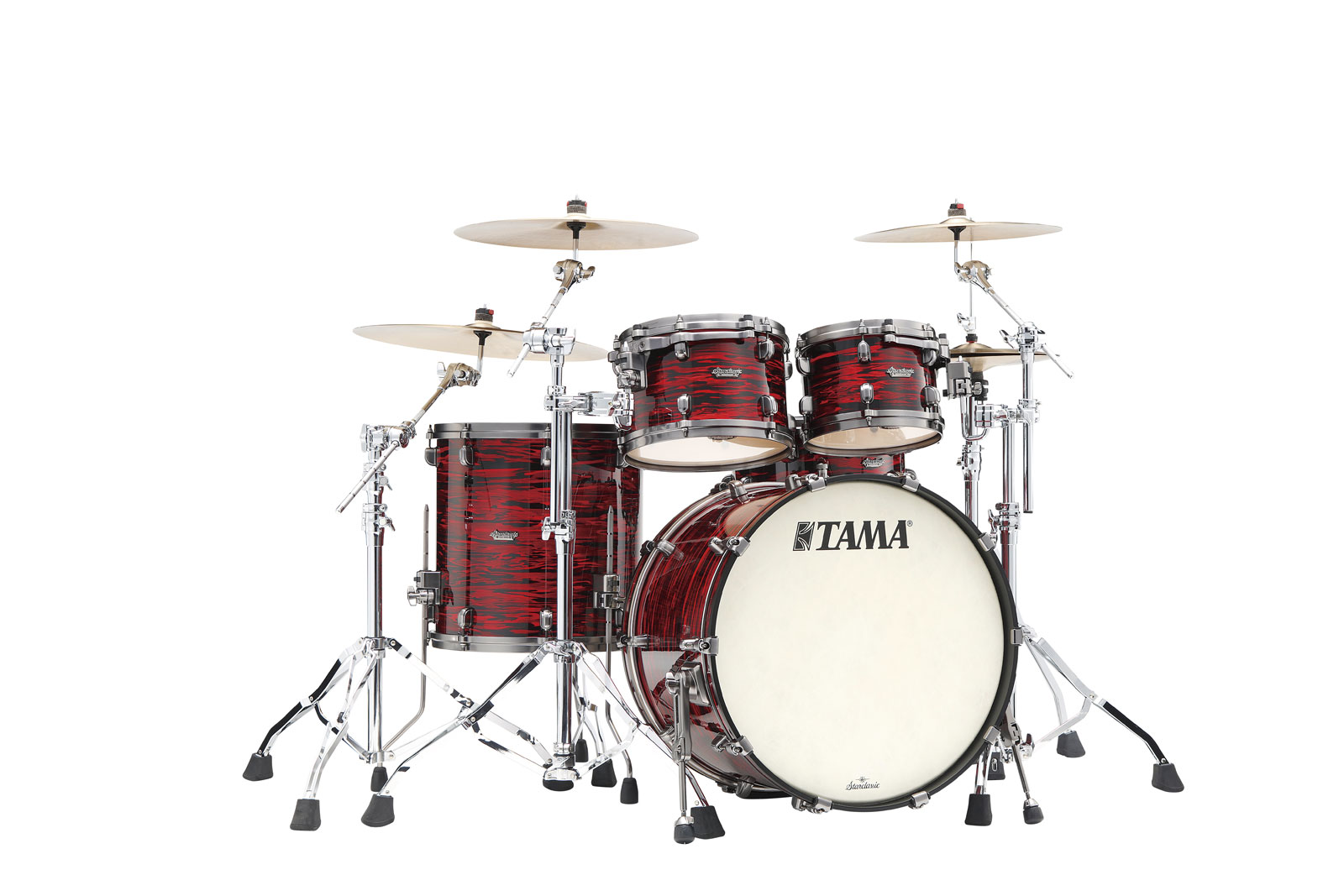 TAMA STARCLASSIC MAPLE STAGE 22 DRUM KIT, SMOKED BLACK NICKEL SHELL HARDWARE RED OYSTER