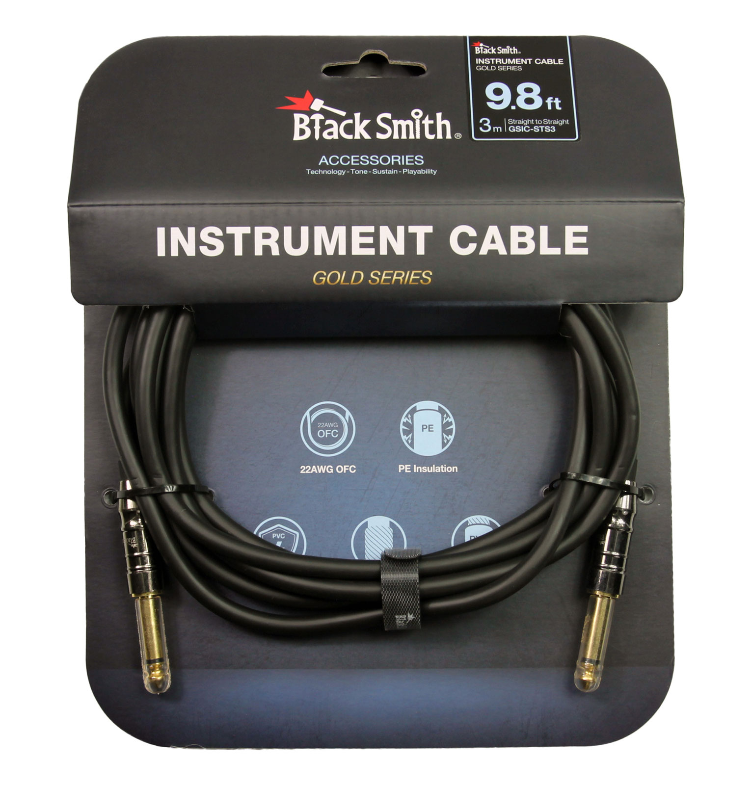BLACK SMITH STRINGS CABLE GUITARE 3M JACK JACK