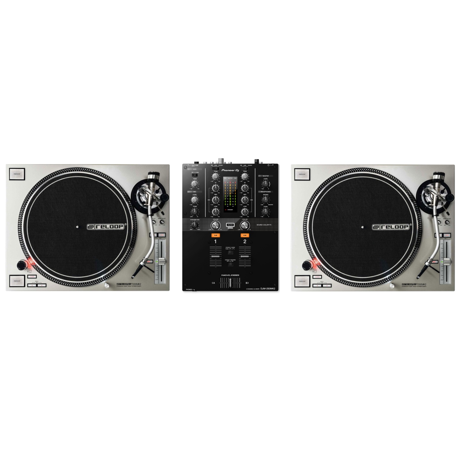 RELOOP DJ VINYL DJ PACK: RP 7000 MK2 SILVER + DJM-250 MK2