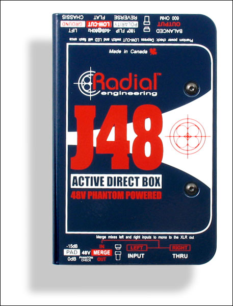 RADIAL J48 CLASS A ACTIVE DI BOX 48V PHANTOM POWERED