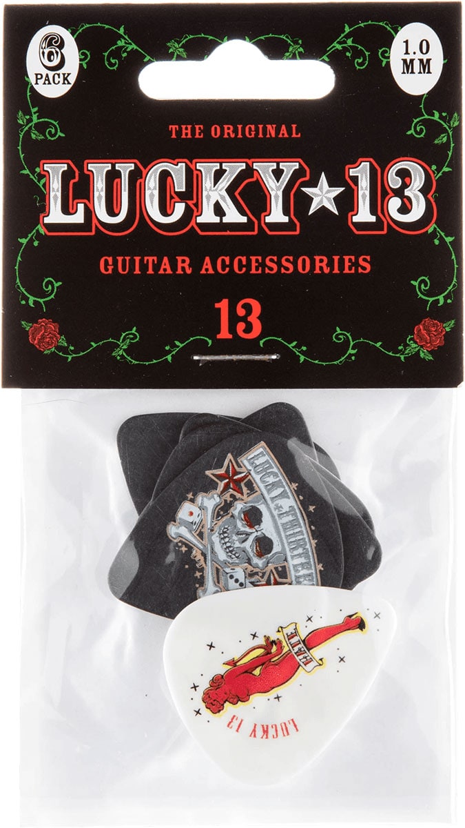 JIM DUNLOP LUCKY 13 SERIES II, PLAYER'S PACK, 6, ASSORTED, 1.00 MM