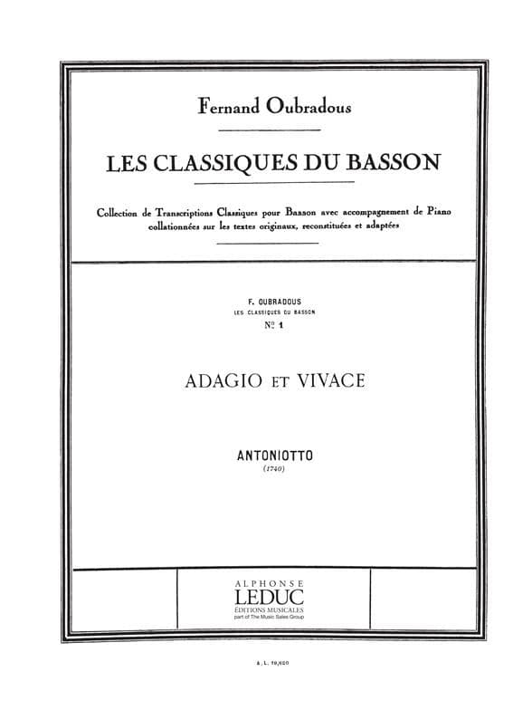 LEDUC ANTONIOTTO - ADAGIO ET VIVACE - BASSON & PIANO