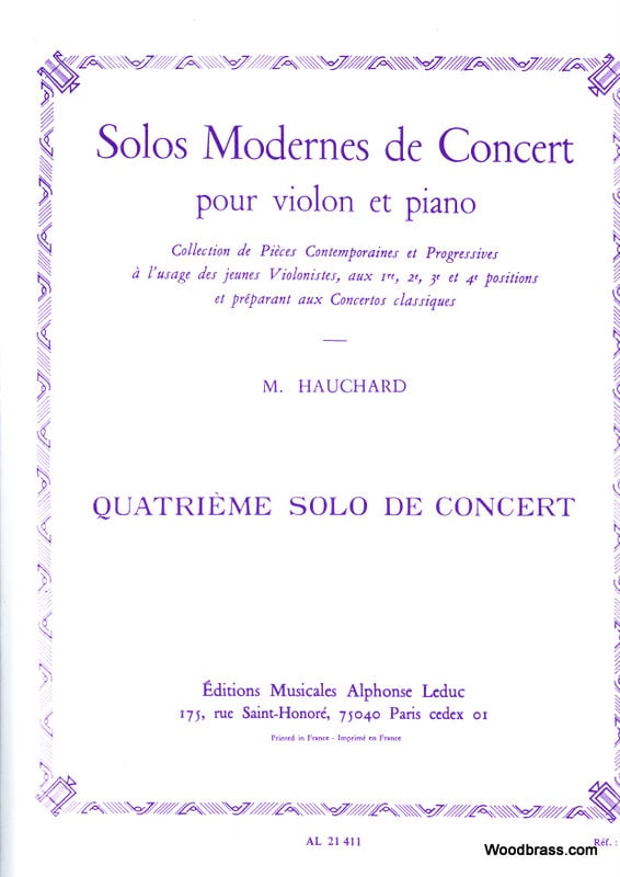 LEDUC HAUCHARD M. - SOLO MODERNE DE CONCERT N04 LA MINEUR (1ERE POSITION) - VIOLON ET PIANO 