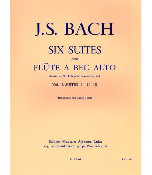 LEDUC BACH J.S./VEILHAN J.C. - 6 SUITES D'APRES LES SUITES POUR VIOLONCELLE VOL. 1 - FLB ALTO