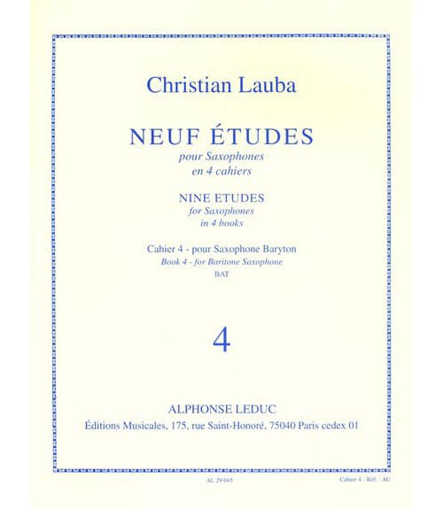 LEDUC LAUBA CHRISTIAN - NEUF ETUDES POUR SAXOPHONE - CAHIER 4