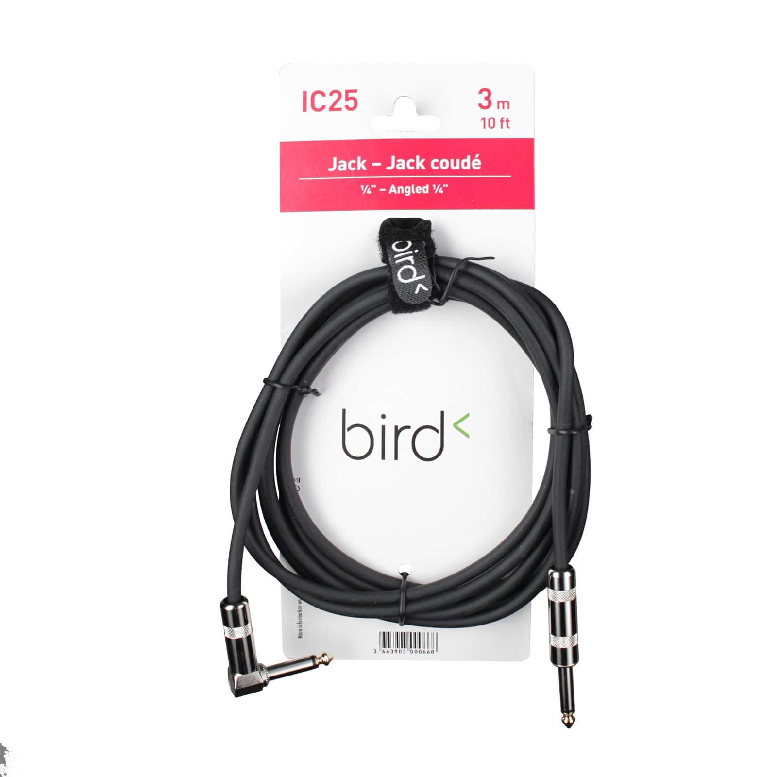 BIRD IC25 - ANGLED 1/4 PHONE / 1/4 PHONE - 10FT