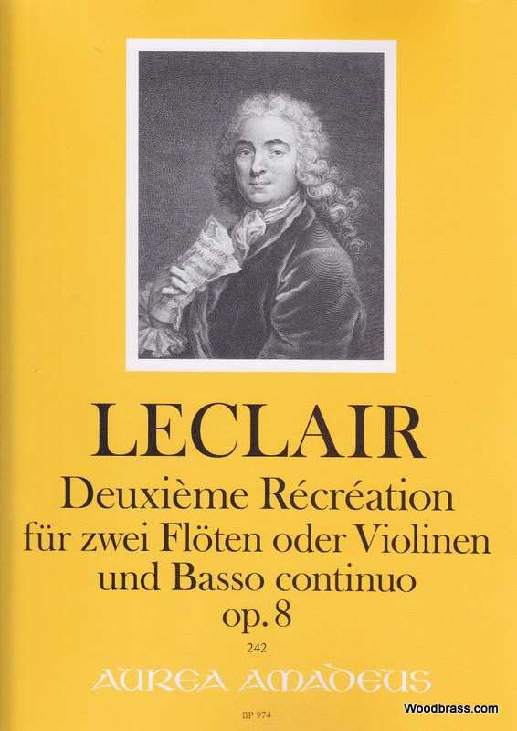 AMADEUS LECLAIR L'AINE J.M. - DEUXIEME RECREATION OP. 8 - 2 FLUTES (2 VIOLONS) ET BC