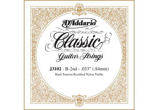 D'ADDARIO AND CO SINGLE STRING FOR CLASSICAL GUITAR RECTIFIED J3102, HARD, SECOND STRING