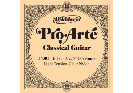 D'ADDARIO AND CO J4301 PRO-ARTE NYLON CLASSICAL GUITAR SINGLE STRING LIGHT TENSION FIRST STRING