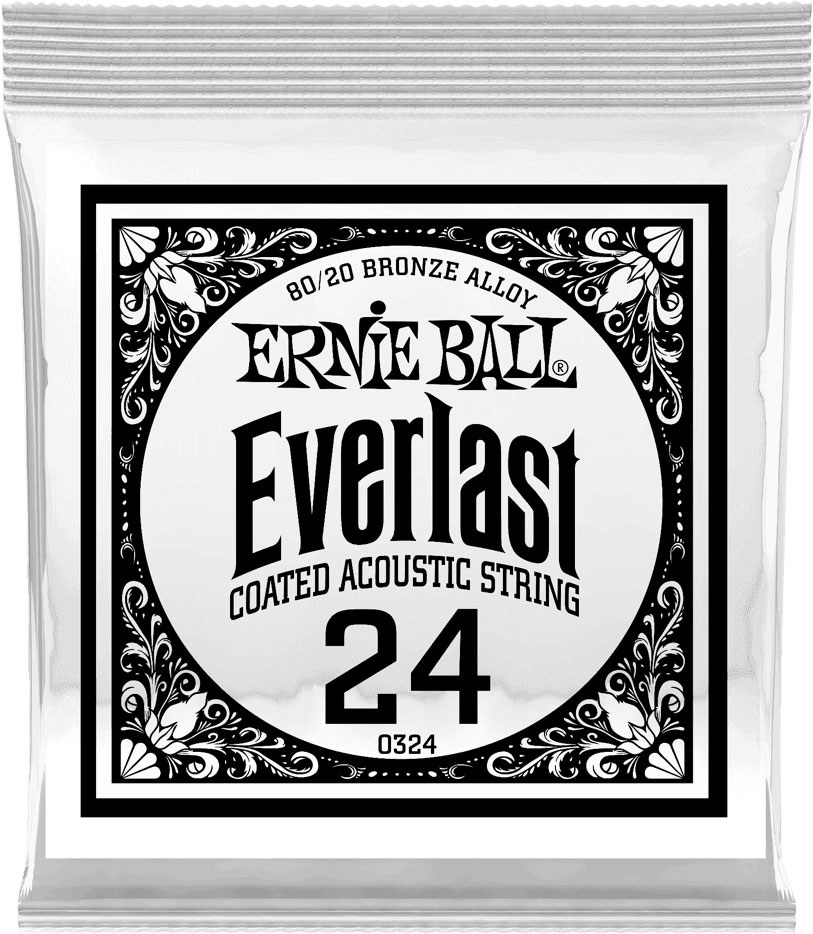 ERNIE BALL .024 EVERLAST COATED 80/20 BRONZE ACOUSTIC GUITAR STRINGS