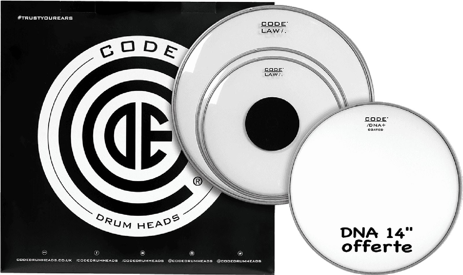 CODE DRUM HEAD TOM PACK LAW CLEAR STANDARD + CC 14