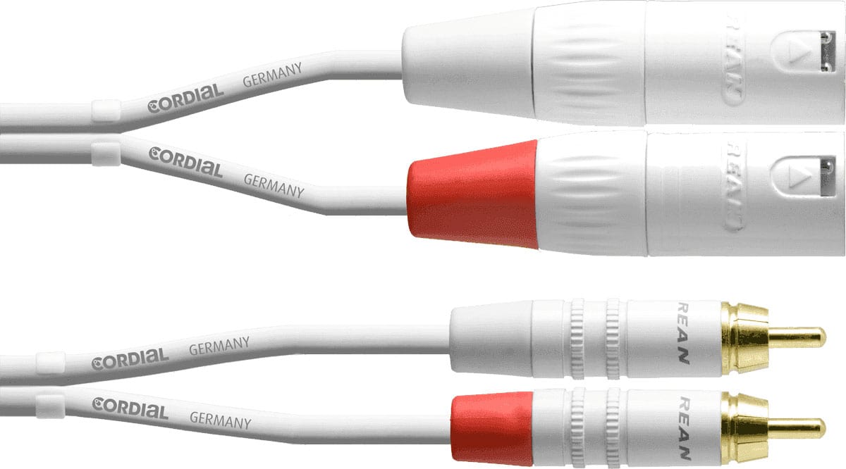 CORDIAL DOUBLE AUDIO CABLE XLR MALES/RCA 3 M WHITE