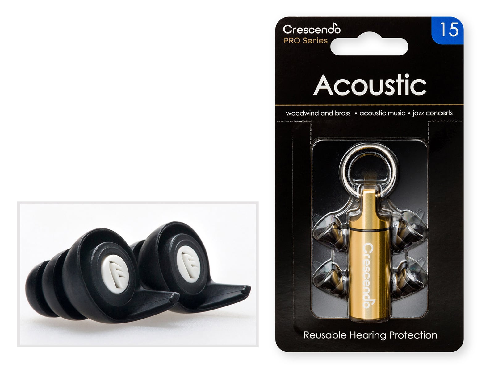 CRESCENDO PRO ACOUSTIC 15 - FLAT DAMPING FILTERS - PROTECTION SNR 15DB 