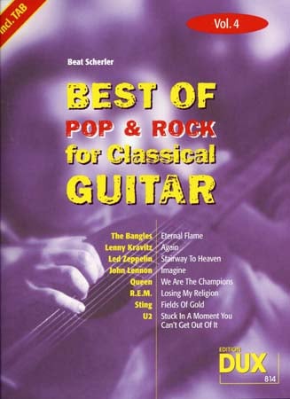 EDITION DUX BEST OF POP & ROCK FOR CLASSICAL GUITAR SOLF. & TAB VOL.4