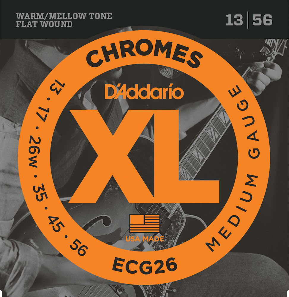 D'ADDARIO AND CO ECG26 CHROMES FLAT WOUND ELECTRIC GUITAR STRINGS MEDIUM 13-56