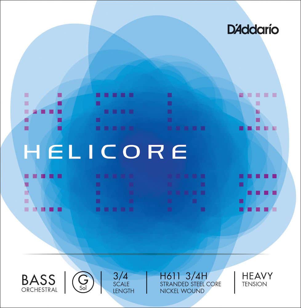 D'ADDARIO AND CO STRING ONLY (G) FOR DOUBLE BASS ORCHESTRA HELICORE 3/4 FRET FRETBOARD HEAVY TENSION