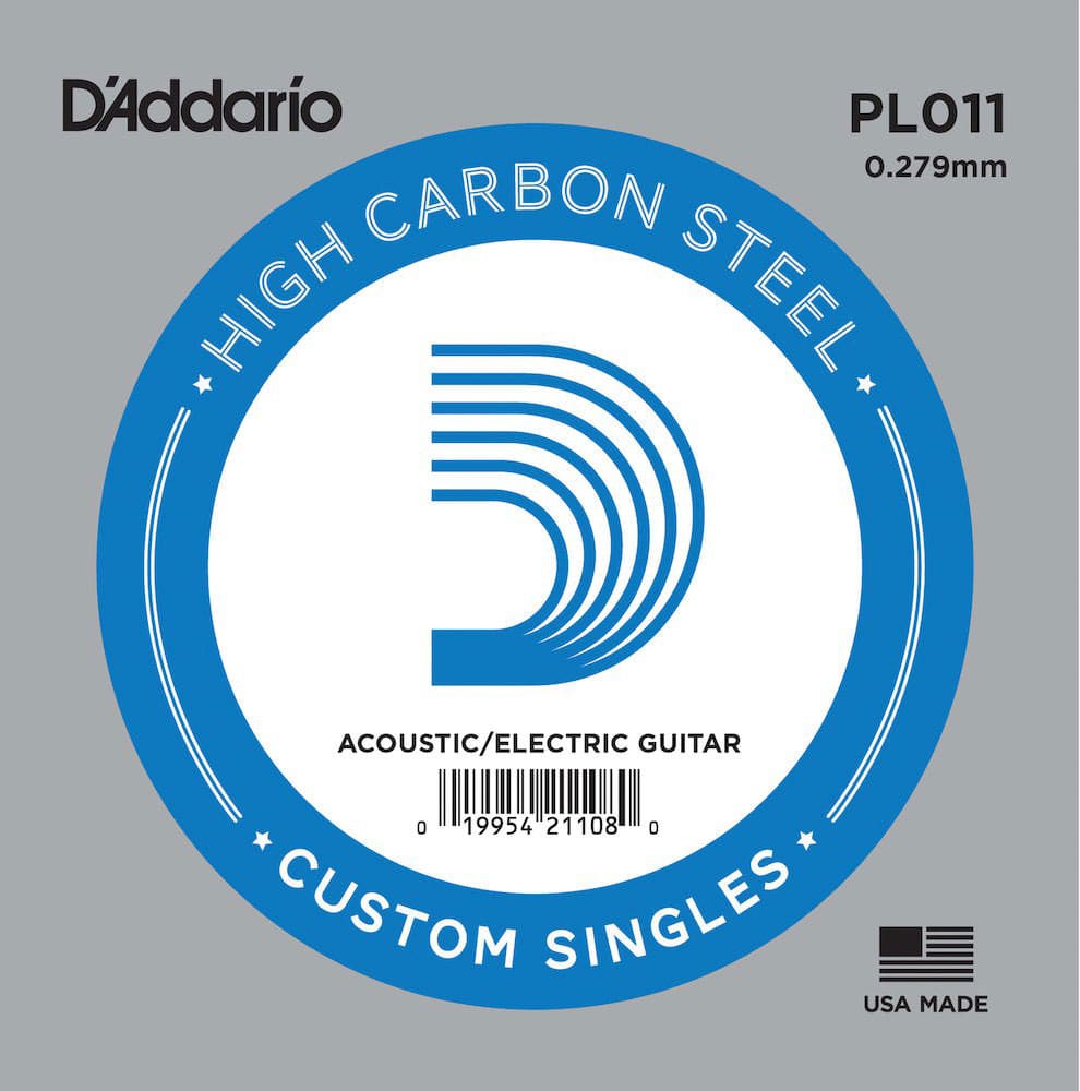 D'ADDARIO AND CO PL011 PLAIN STEEL GUITAR SINGLE STRING .011