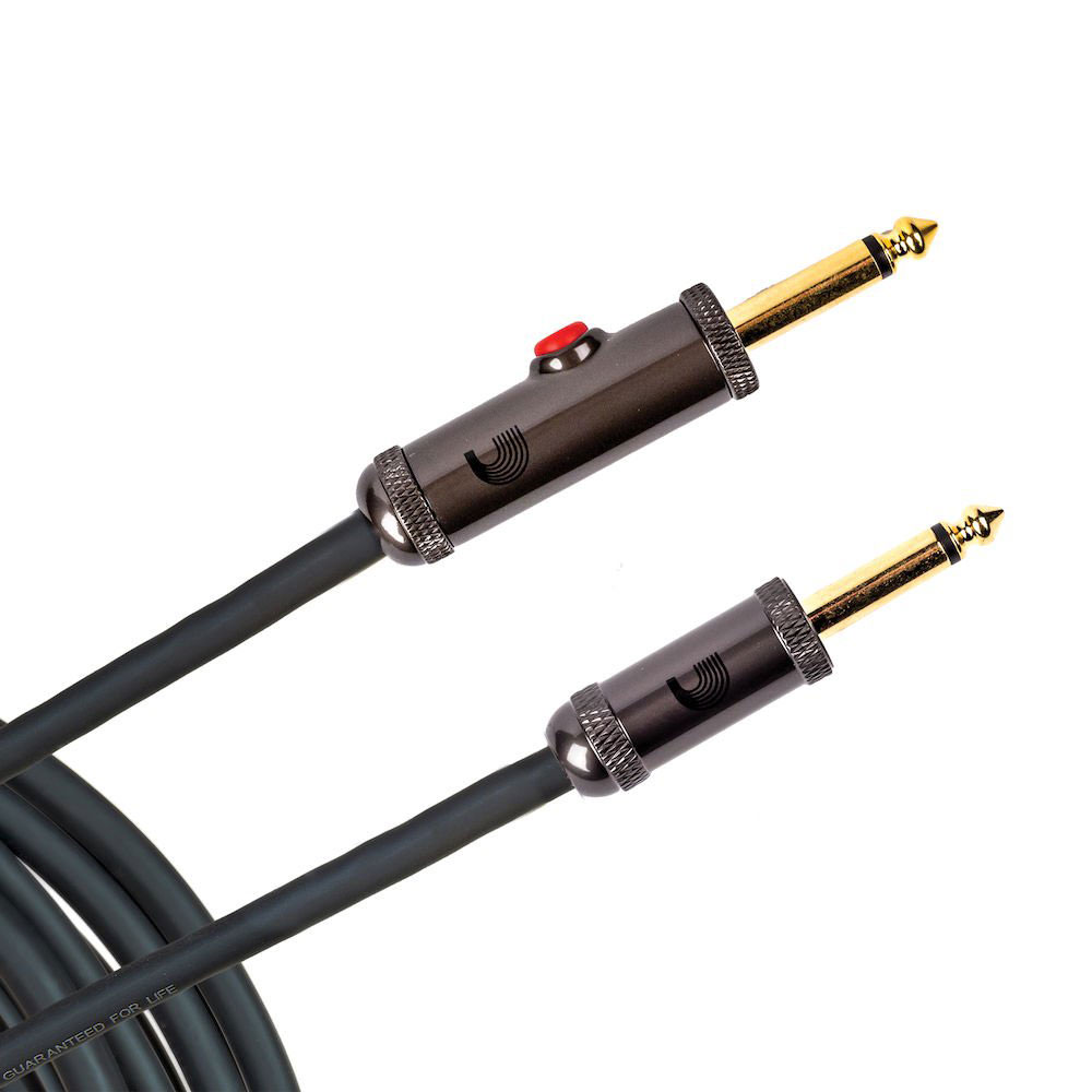 D'ADDARIO AND CO 30' CIRCUIT BREAKER INSTRUMENT CABLE WITH LATCHING CUT-OFF SWITCH STRAIGHT PLUG 