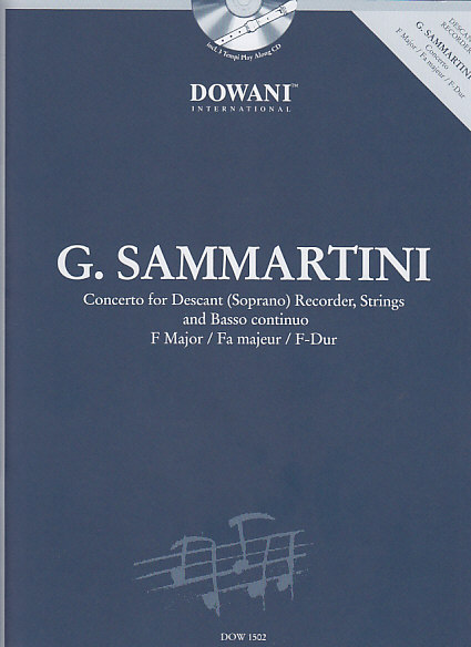 DOWANI SAMMARTINI G. - CONCERTO - FLUTE A BEC SOPRANO, CORDES, BC