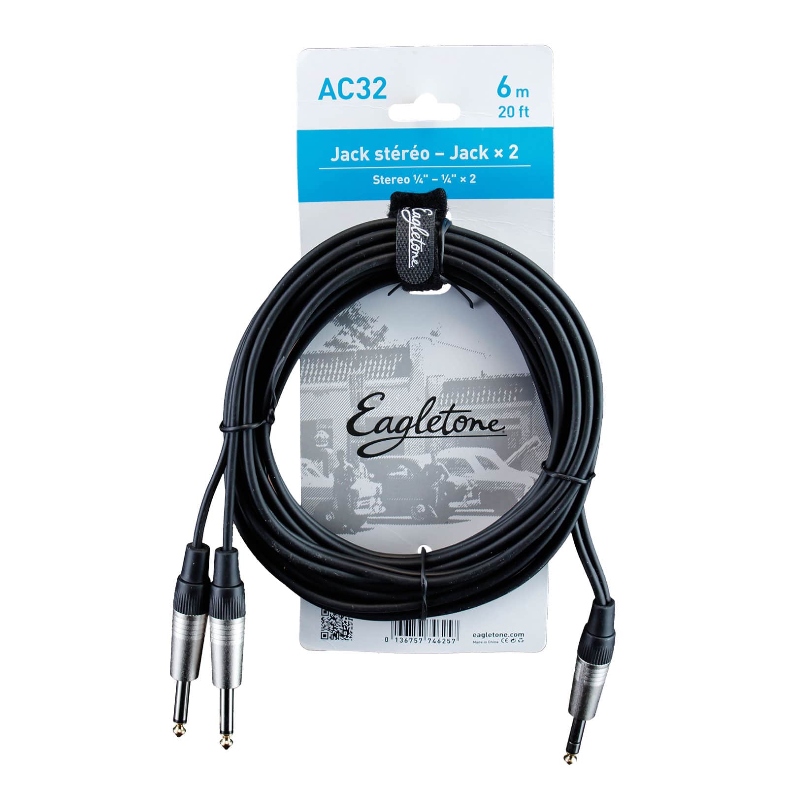 EAGLETONE AC32 - 1/4 STEREO PHONE / 2 1/4 PHONE - 20FT