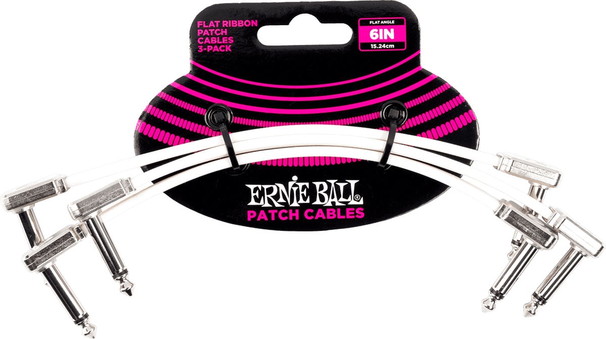ERNIE BALL INSTRUMENT PATCH CABLES 3-PACK - FLAT FINE BEND - 15CM - WHITE