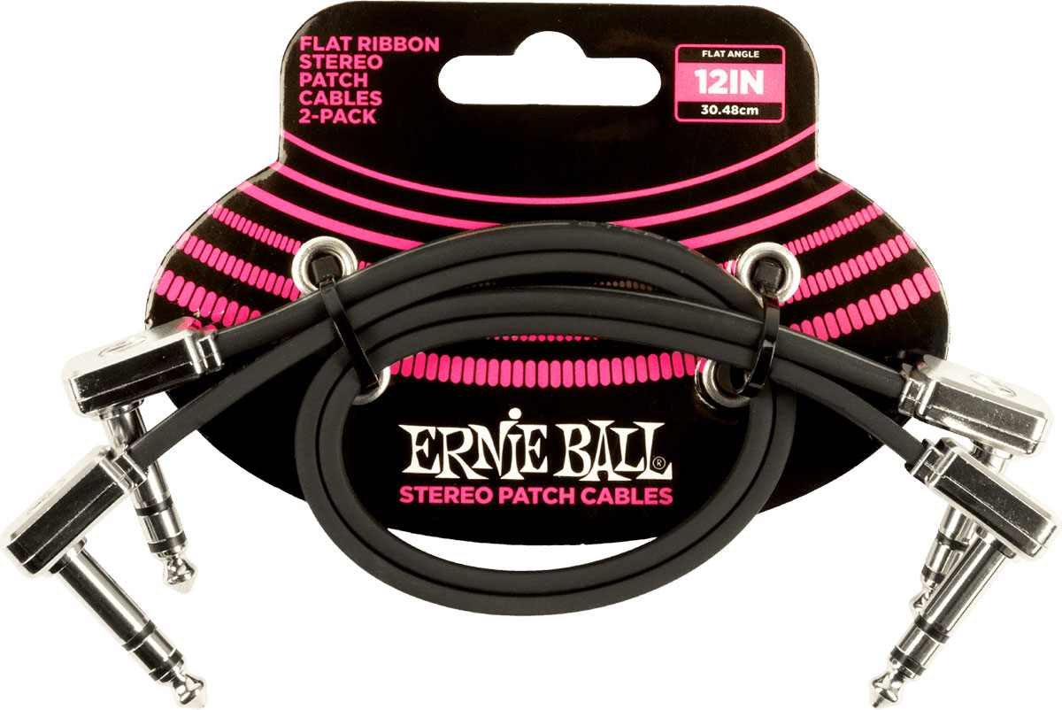 ERNIE BALL CABLES INSTRUMENT PATCH TRS PACK OF 2 - THIN & FLAT ELBOW - 30 CM