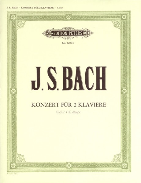 EDITION PETERS BACH JOHANN SEBASTIAN - DOUBLE CONCERTO C BWV 1061 - PIANO