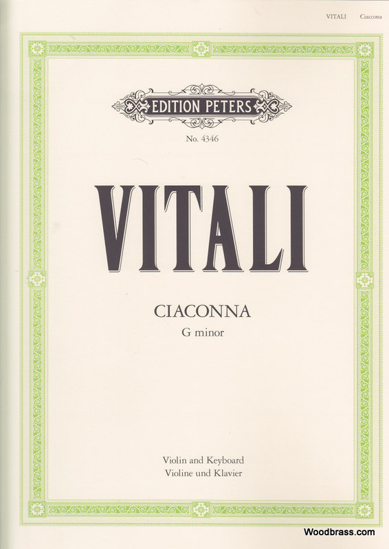 EDITION PETERS VITALI TOMASO - CHACONNE EN SOL MINEUR (JACOBSEN)