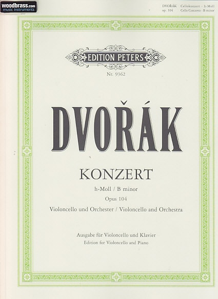 EDITION PETERS DVORAK ANTON - CONCERTO OP.104 EN SI MINEUR - VIOLONCELLE, PIANO