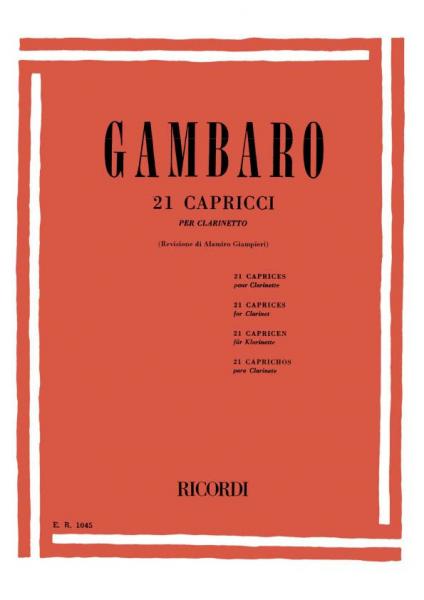 RICORDI GAMBARO V. - 21 CAPRICCI - CLARINETTE