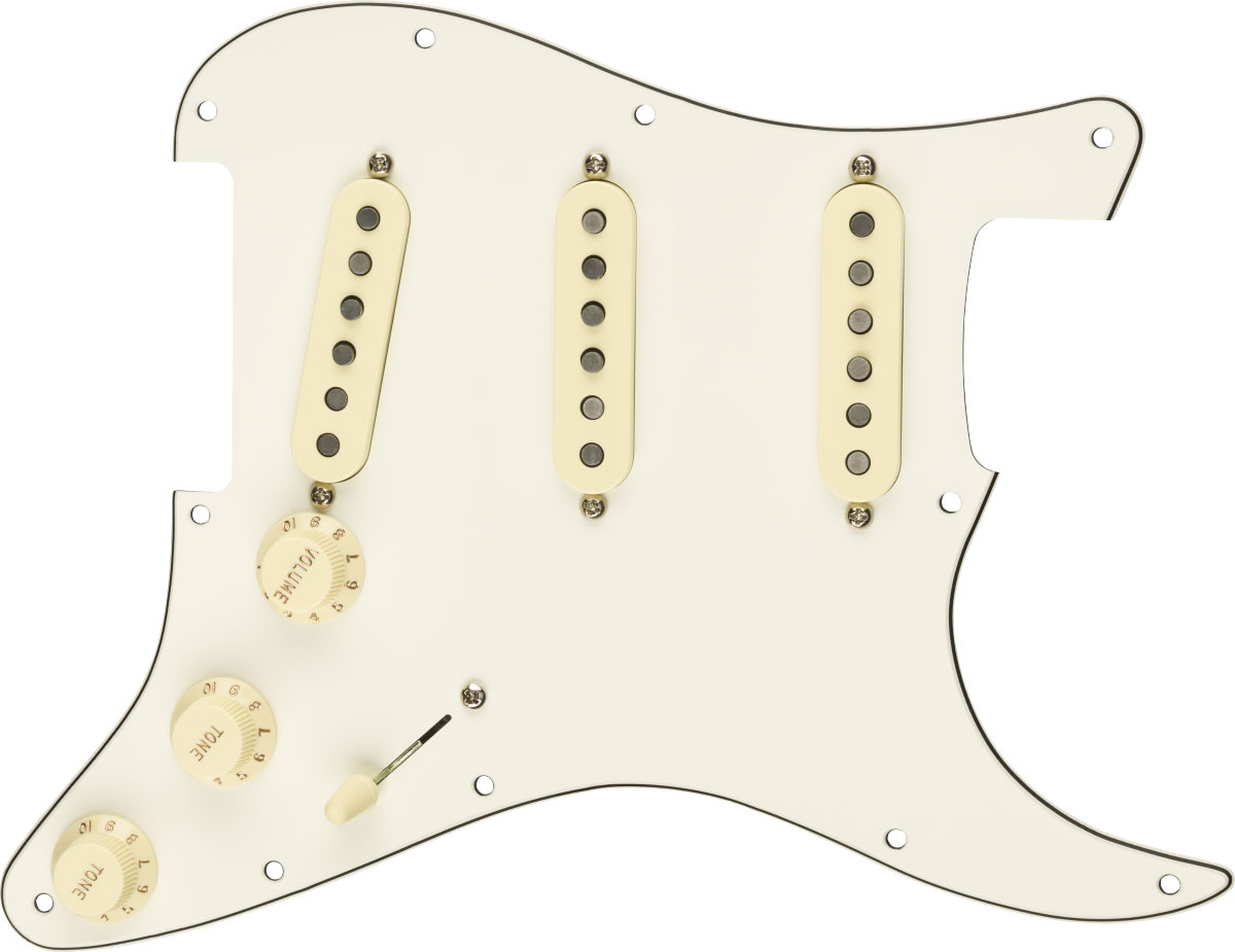 FENDER CUSTOM SHOP PRE-WIRED STRAT PICKGUARD, CUSTOM SHOP TEXAS SPECIAL SSS, PARCHMENT 11 HOLE PG