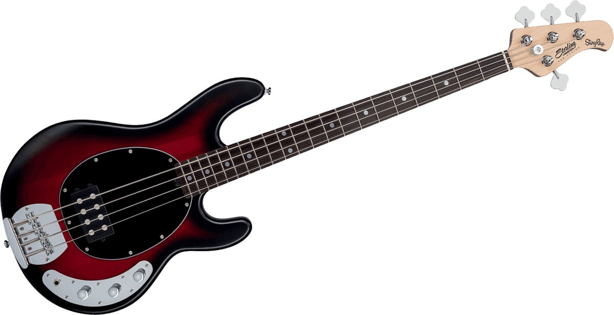 STERLING GUITARS STINGRAY IN RUBY RED BURST SATIN