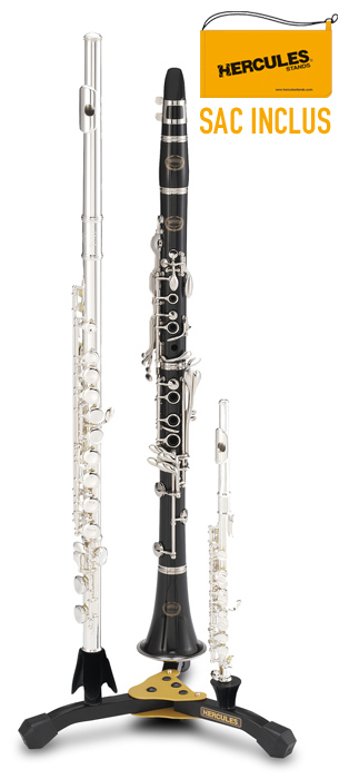 HERCULES STANDS STAND FOR 2 CLARINETS/FLUTES AND 1 PICCOLO WITH BAG DS543BB