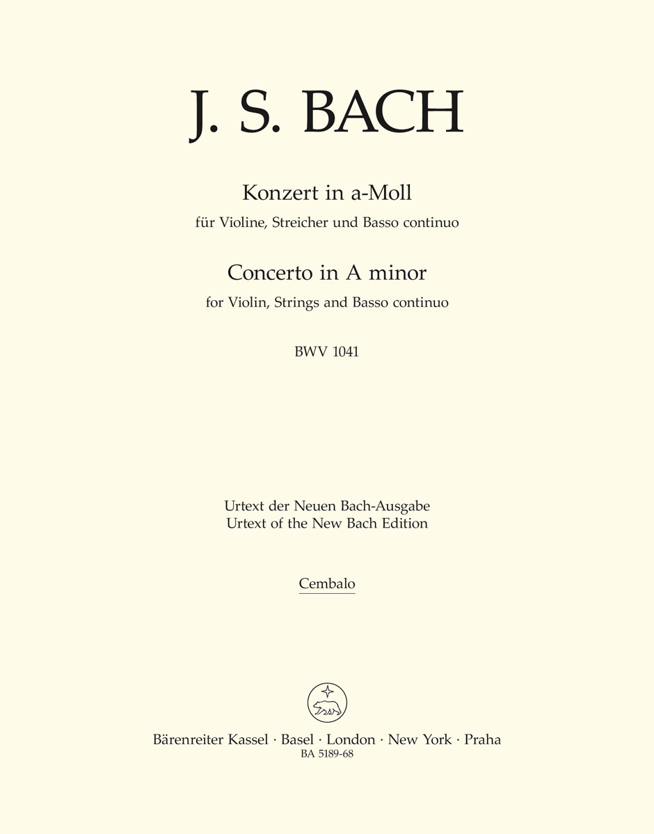 BARENREITER BACH J.S. CONCERTO EN LA MINEUR BWV 1041 POUR VN, CORDES ET BC