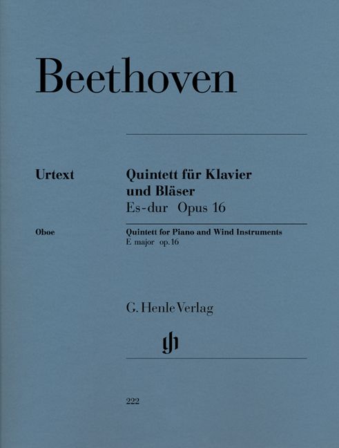 HENLE VERLAG BEETHOVEN L.V. - PIANO QUINTET E FLAT MAJOR OP. 16 (VERSION FOR WIND INSTRUMENTS) FOR PIANO, OBOE, C
