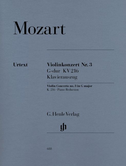 HENLE VERLAG MOZART W.A. - VIOLIN CONCERTO NO. 3 G MAJOR K. 216