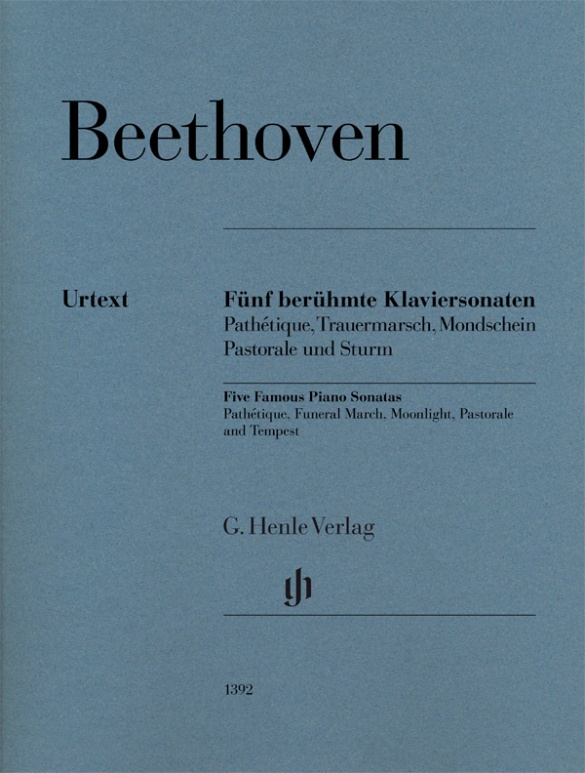 HENLE VERLAG BEETHOVEN L.V. - FIVE FAMOUS PIANO SONATAS 
