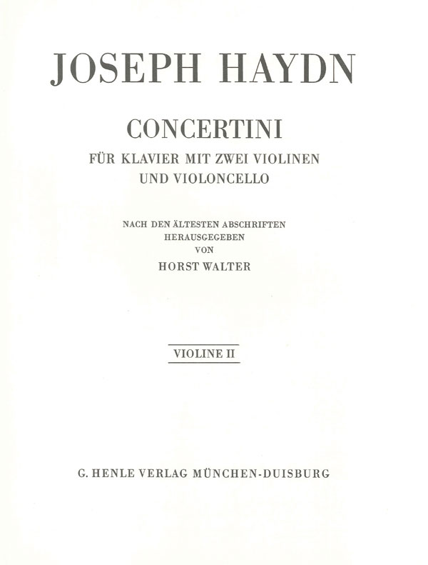 HENLE VERLAG HAYDN J. - CONCERTINI FOR PIANO (HARPSICHORD) WITH TWO VIOLINS AND VIOLONCELLO
