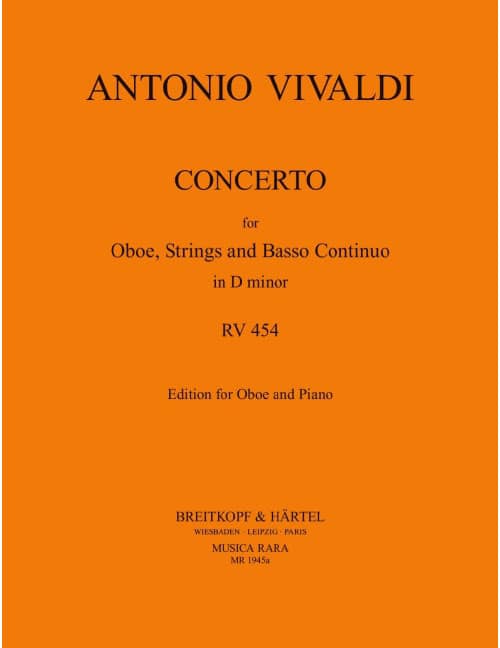 EDITION BREITKOPF VIVALDI A. - CONCERTO D-MOLL RV 454 - OBOE, KLAVIER