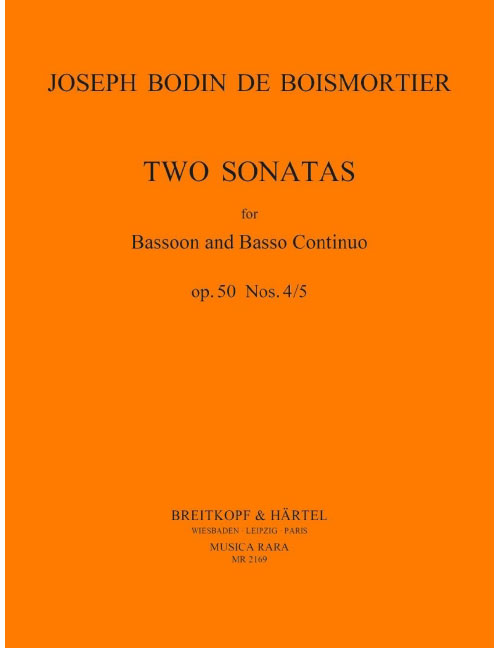 EDITION BREITKOPF BOISMORTIER JOSEPH BODIN DE - SONATEN IN D, C, OP. 50/4-5 - BASSOON, BASSO CONTINUO