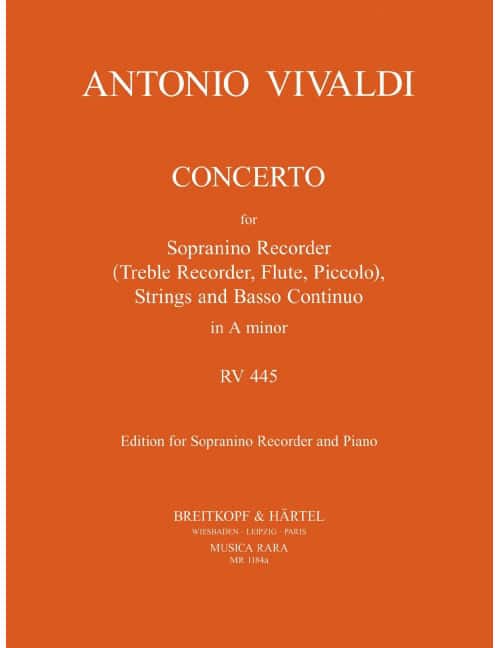 EDITION BREITKOPF VIVALDI A. - CONCERTO IN A-MOLL RV445 - FLUTE SOPRANINO ET PIANO