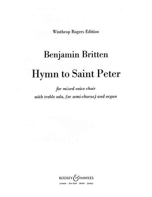 BOOSEY & HAWKES BRITTEN B. - HYMN TO SAINT PETER OP. 56A - SOPRANO, MIXED CHOIR AND ORGAN