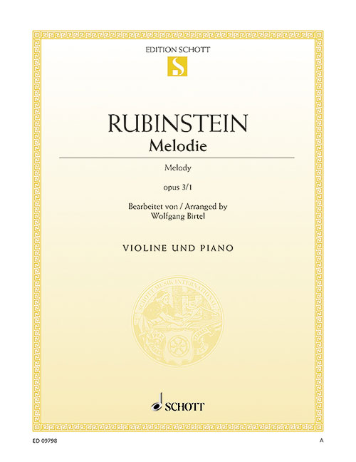 SCHOTT RUBINSTEIN ANTON - MELODY OP. 3/1 - VIOLIN AND PIANO