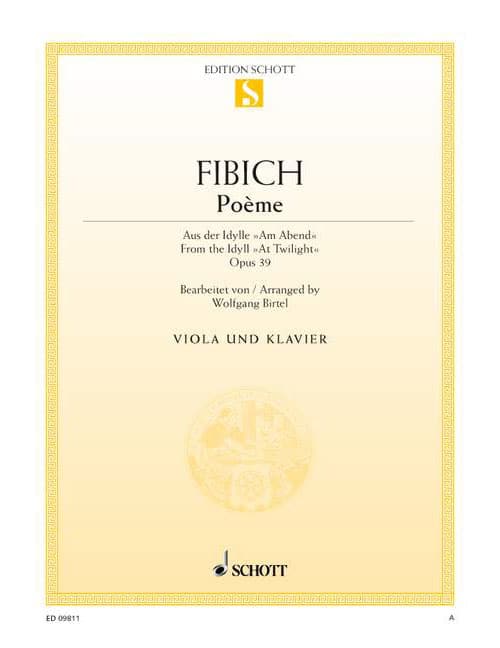 SCHOTT FIBICH ZDENEK - POEME OP. 39 - VIOLA AND PIANO