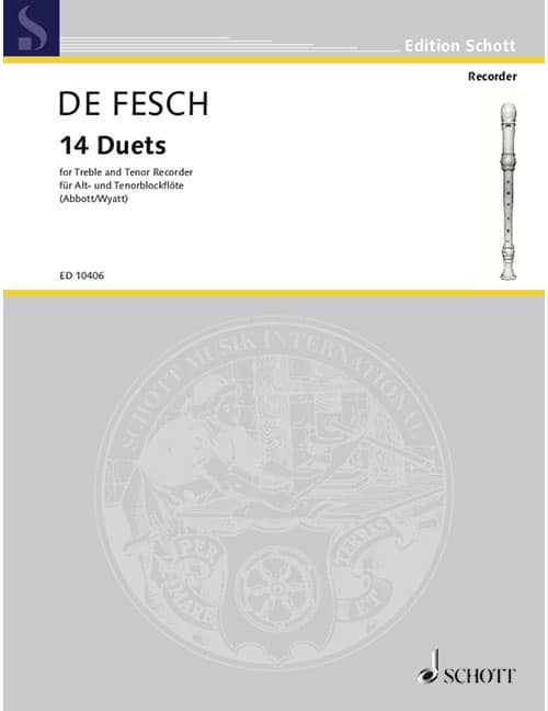 SCHOTT DE FESCH WILLEM - 14 DUETS - FLUTES A BEC