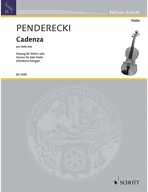 SCHOTT PENDERECKI - CADENZA PER VIOLA SOLO (VIOLON)