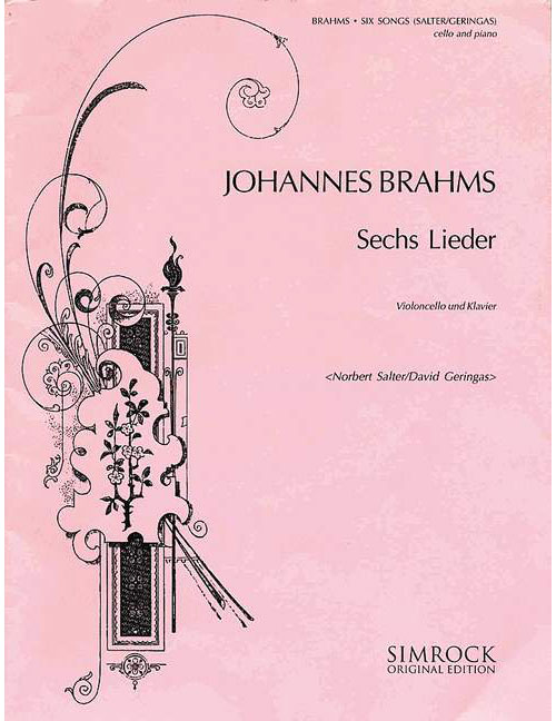 SIMROCK BRAHMS JOHANNES - SECHS LIEDER - VIOLONCELLE ET PIANO