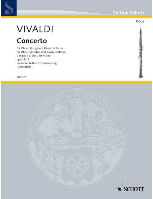 SCHOTT VIVALDI A. - CONCERTO C MAJOR OP. 8/12 RV 449 / PV 42 - OBOE, STRING ORCHESTRA AND BASSO CONTINUO