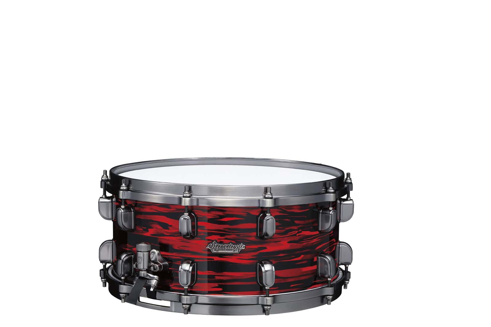TAMA STARCLASSIC MAPLE 14X6.5 SNARE DRUM, SMOKED BLACK NICKEL SHELL HARDWARE RED OYSTER