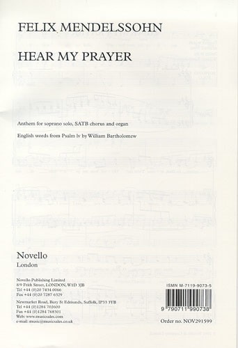 NOVELLO FELIX MENDELSSOHN - FELIX MENDELSSOHN - HEAR MY PRAYER - SOPRANO